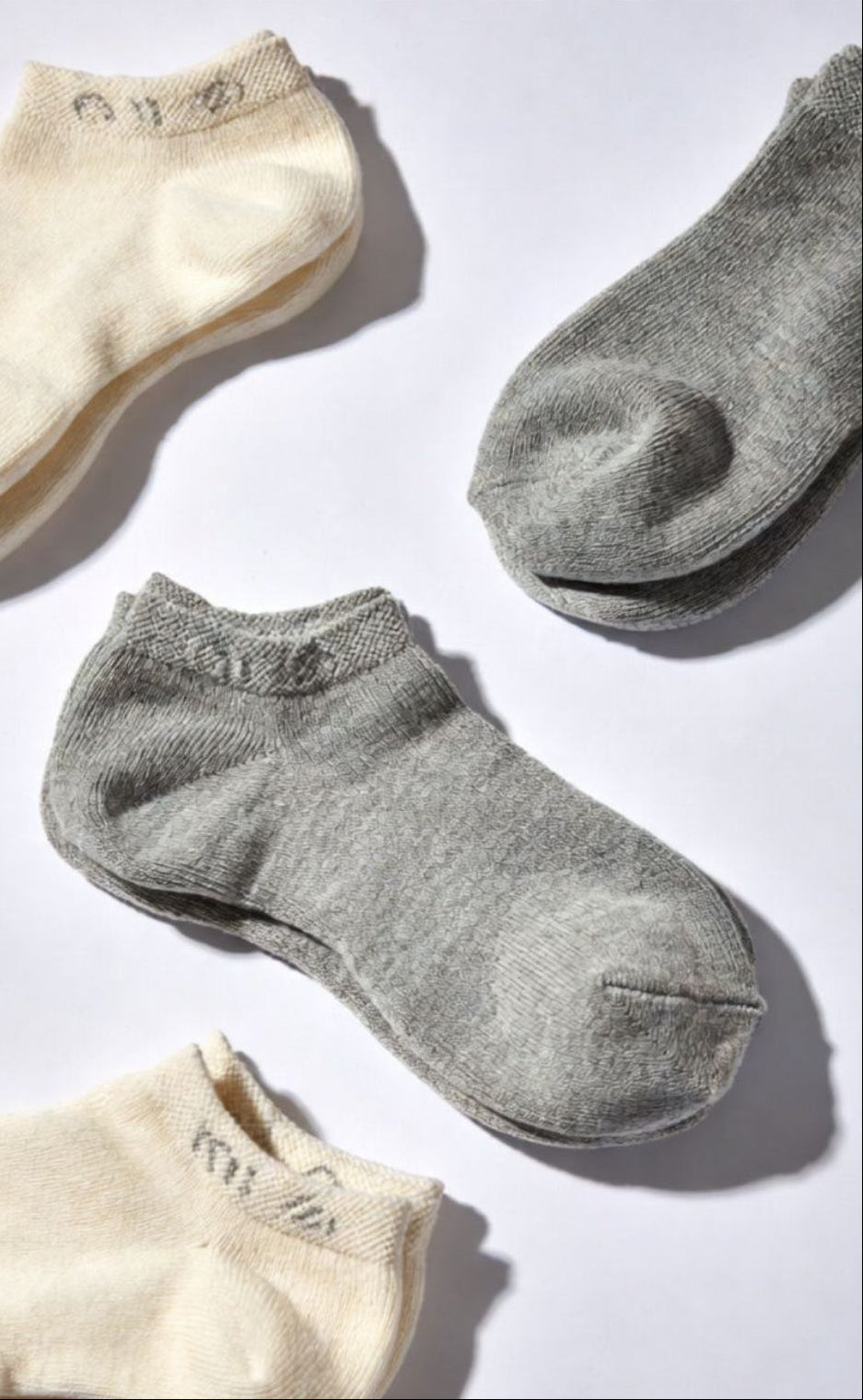 Moshia Cloud Ankle Sock - Ecru &Grey Set